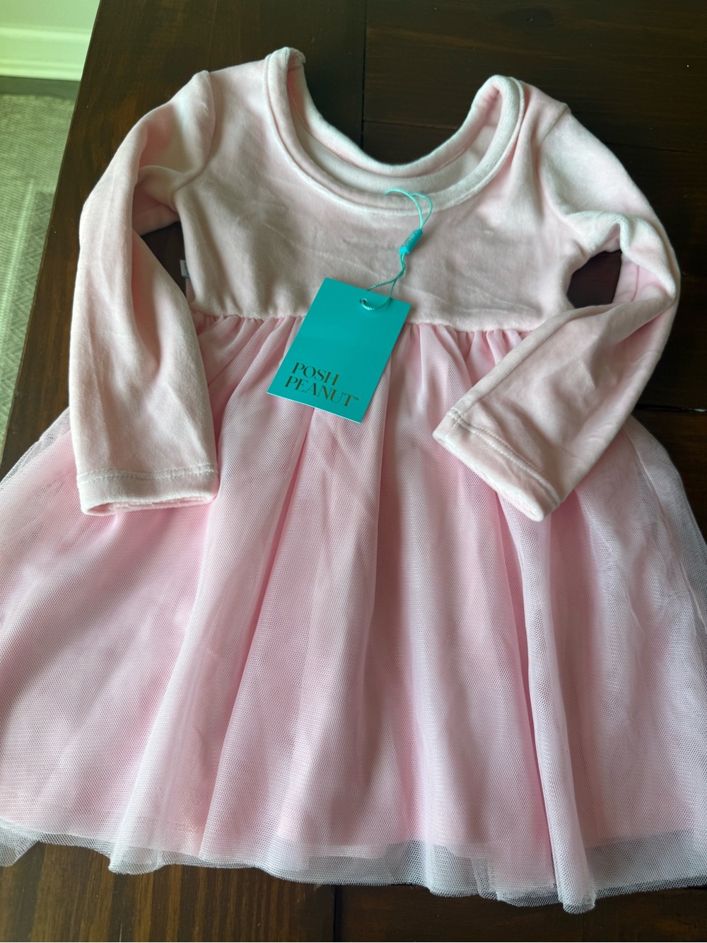 Posh Peanut Pink Long-Sleeve Tulle Dress